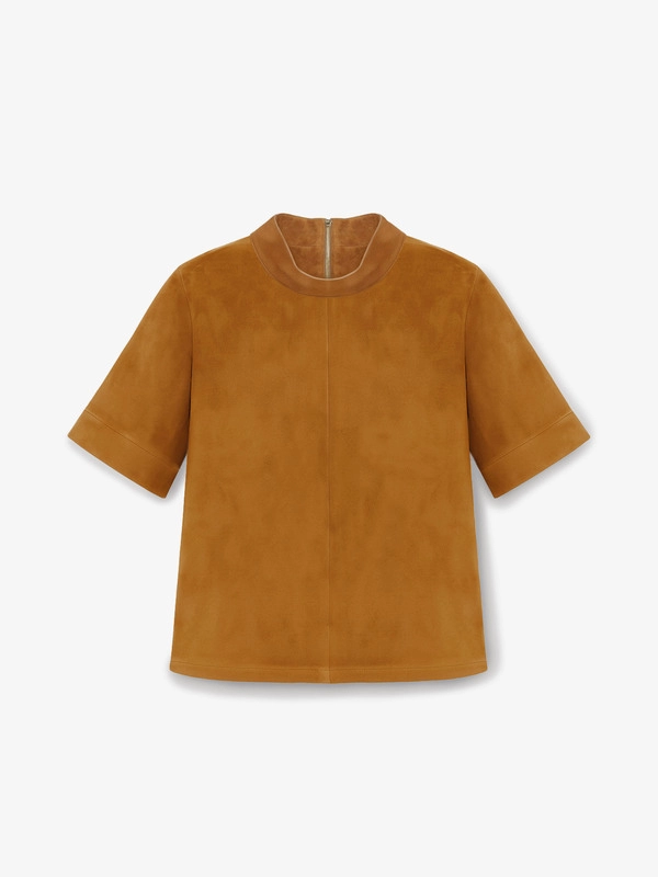 NAPPA LAMB SKIN T-SHIRT IN COGNAC「15 PCS LIMITED」