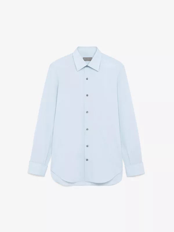 COTTON-POPLIN SHIRT WITH FRENCH CUFFS IN PALE BLUE