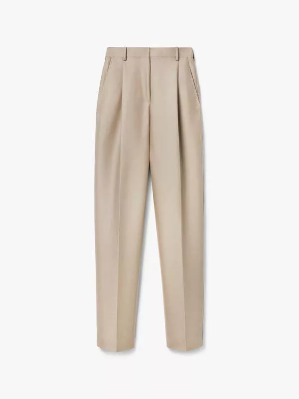 WOOL-BLEND HIGH-WAISTED TROUSERS IN TAUPE CAMEL