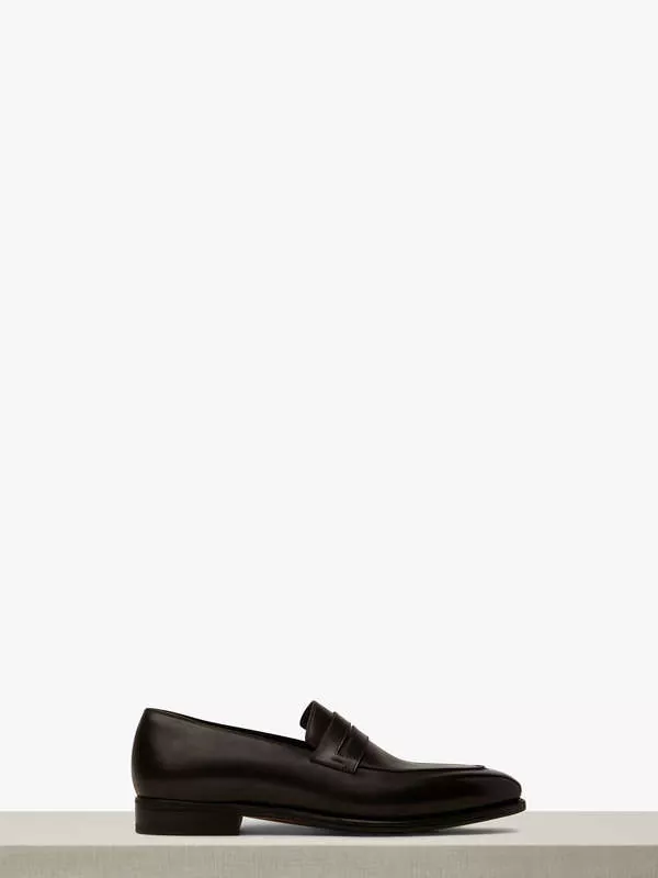 LEATHER PENNY LOAFER IN BITTTER CHOCOLATE