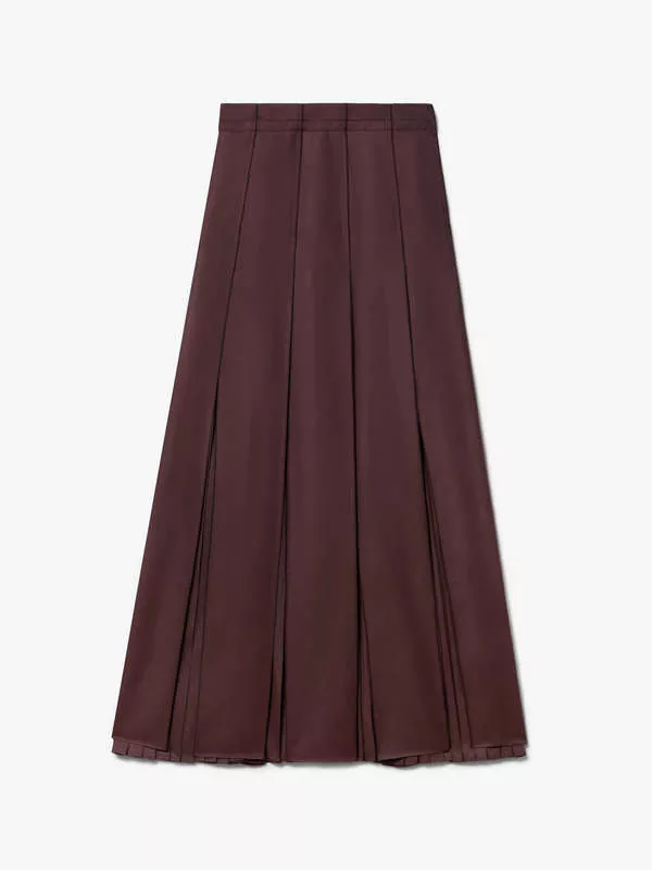 SILK-BLEND PLEATED SKIRT IN OXBLOOD