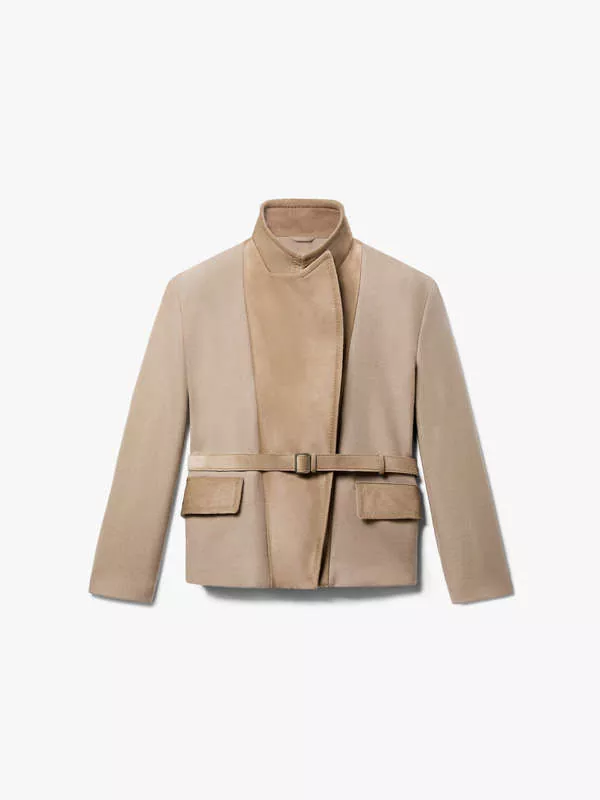 CASHMERE BLOUSON IN TAUPE CAMEL