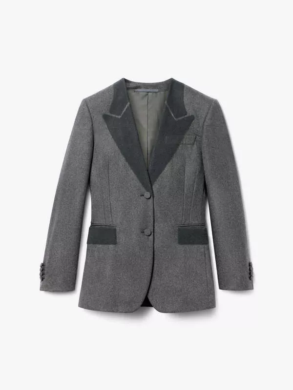 WOOL-BLEND SINGLE-BREASTED JACKET IN GREY MELANGE