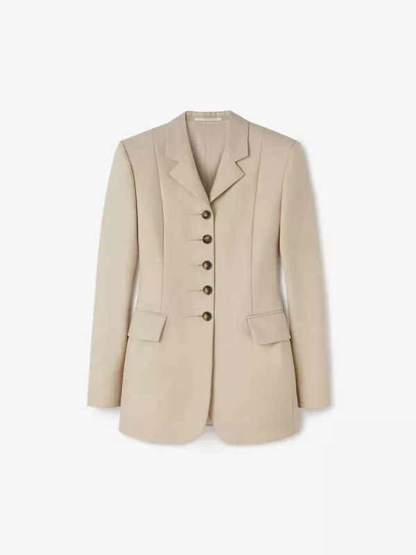 WOOL-BLEND HOURGLASS BLAZER IN BLONDE-CAMEL