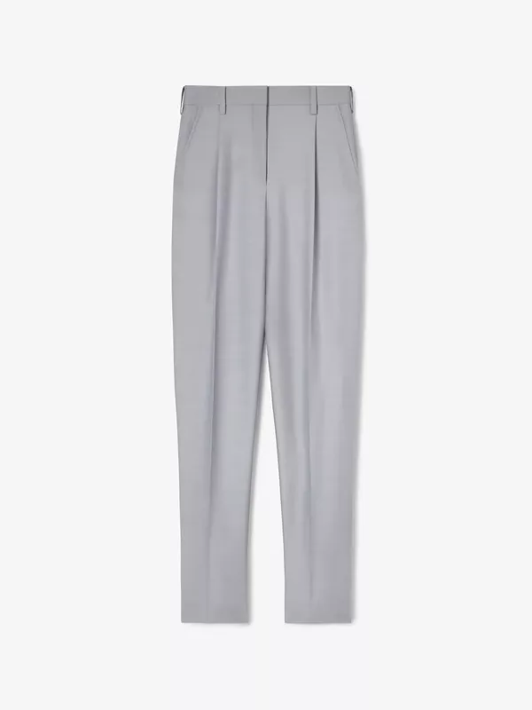 SILK-BLEND HIGH-WAISTED TROUSERS WITH CUFFLINKS IN POWDER BLUE