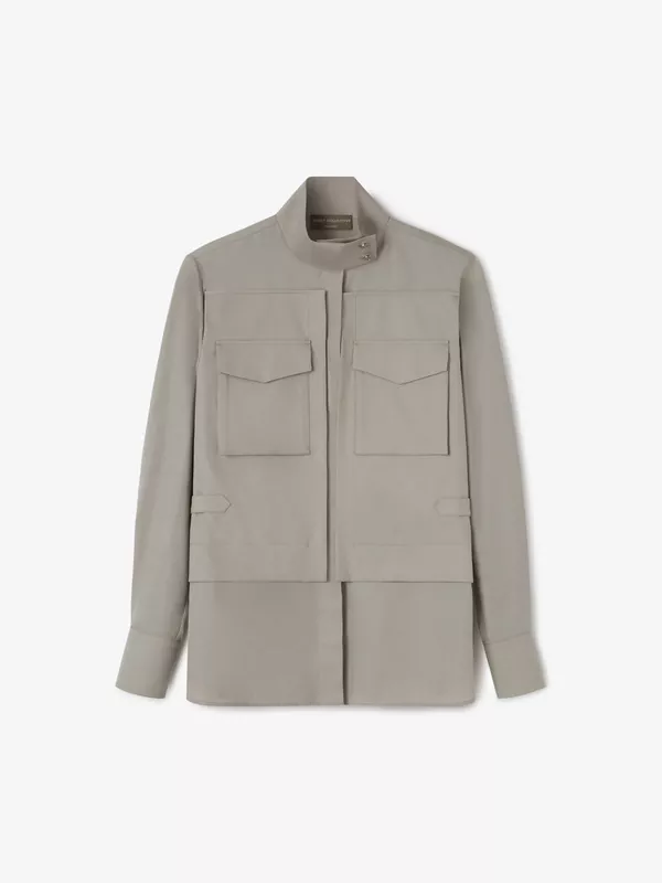 COTTON UTILITY-STYLE SHIRT IN MASTIC