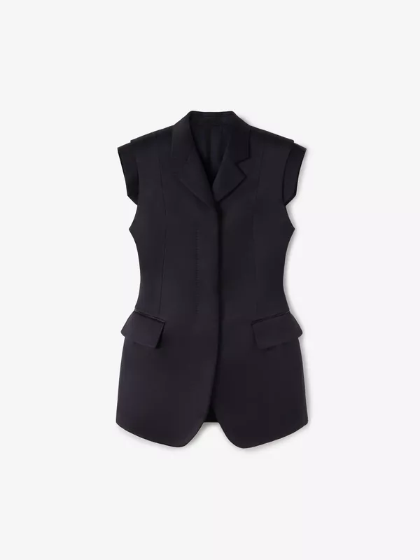 SILK SLEEVELESS JACKET IN NAVY