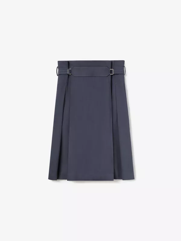 WOOL-SILK BLEND PLEATED PANEL SKIRT IN STEEL