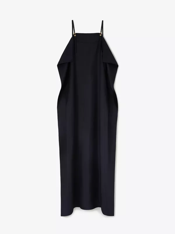 SILK SCARF DRESS IN NAVY