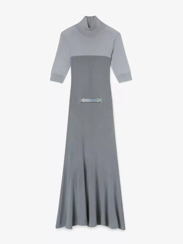 SILK-COTTON KNIT DRESS IN BLUEBELL
