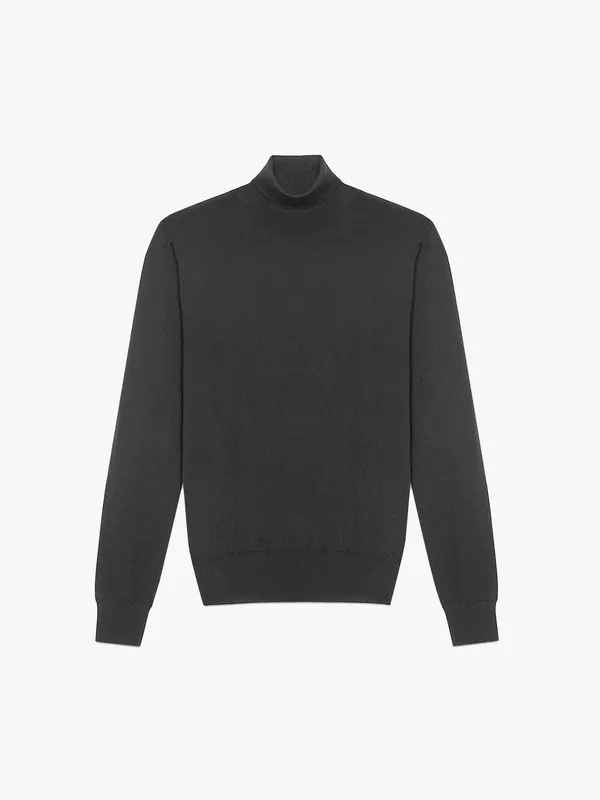 BLACK EXTRAFINE MERINO  ROLLNECK KNITWEAR