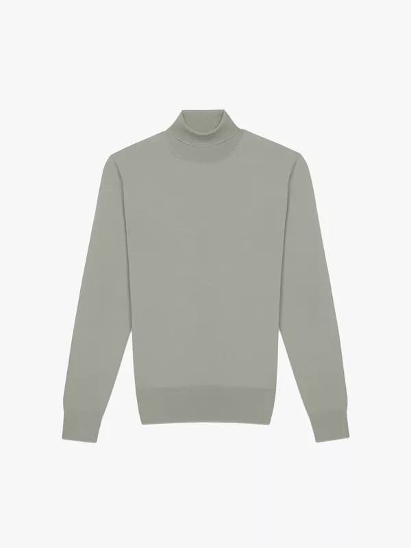 GREY GREEN EXTRAFINE MERINO  ROLLNECK KNITWEAR