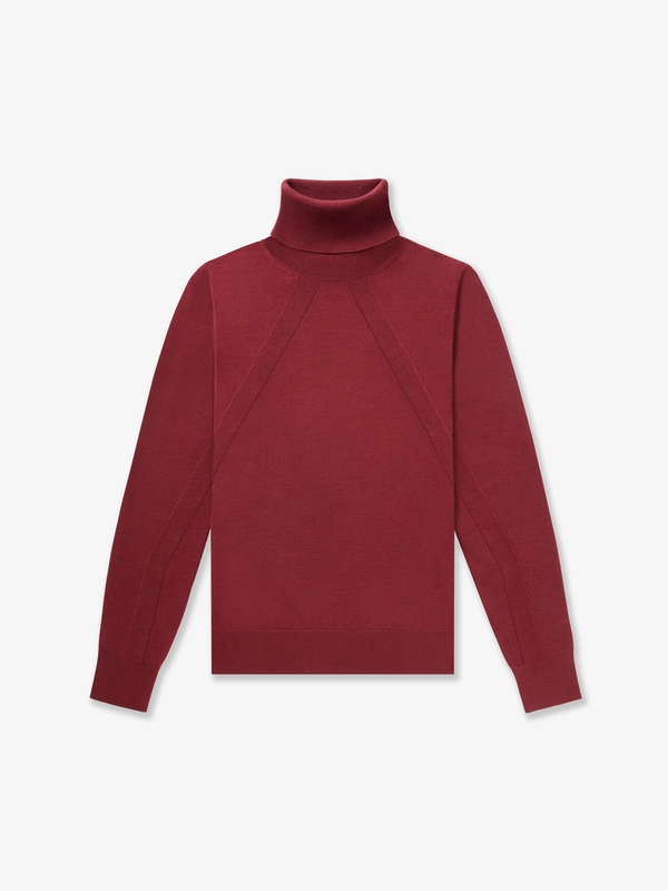 WOOL-BLEND TURTLENECK TOP IN WINTER RUBY