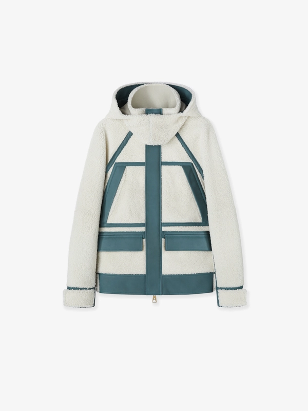 SHEARLING JACKET IN WINTER SNOW & SMOKED SAGE