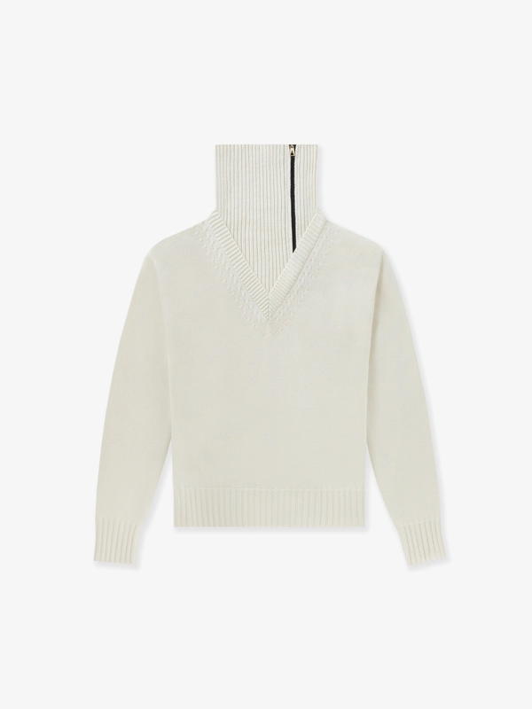 WOOL-BLEND DOUBLE-COLLAR SWEATER IN WINTER SNOW
