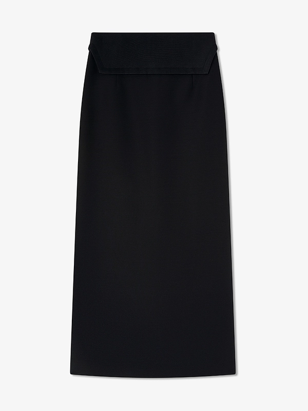 WOOL-SILK-BLEND MAXI SKIRT IN BLACK