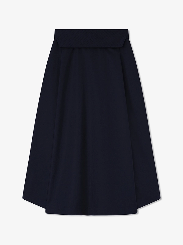 NYLON-WOOL MIDI SKIRT IN MIDNIGHT BLUE