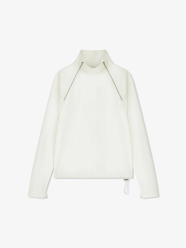 LEATHER PULL-OVER SHIRT IN IVORY
